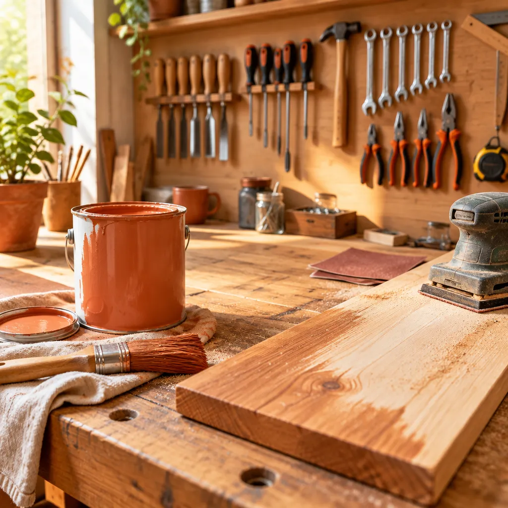 Un atelier de bricolage lumineux avec des outils rangés